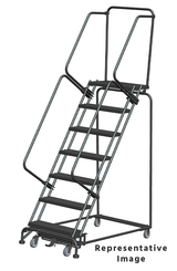 Ballymore Safety Products Weight-Actuated Series Ladders, Weight Actuated, 7 Step, 32 In Wide Base, 28 in Deep Top Step, Serrated Tread 