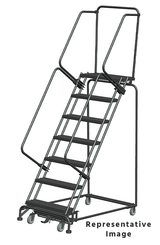 Ballymore Safety Products Weight-Actuated Series Ladders, Weight Actuated, 7 Step, 32 In Wide Base, 28 in Deep Top Step, Serrated Tread, Setup 