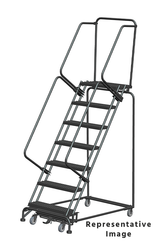 Ballymore Safety Products Weight-Actuated Series Ladders, Weight Actuated, 7 Step, 32 In Wide Base, 28 in Deep Top Step, Perforated Tread 