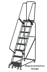 Ballymore Safety Products Weight-Actuated Series Ladders, Weight Actuated, 8 Step, 24 In Wide Base, 28 in Deep Top Step, Serrated Tread, Setup 