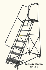 Ballymore Safety Products Weight-Actuated Series Ladders, Weight Actuated, 8 Step, 32 In Wide Base, 21 in Deep Top Step, Serrated Tread, Setup 