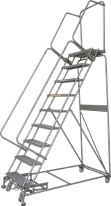 Ballymore Safety Products Weight-Actuated Series Ladders, Weight Actuated, 9 Step, 32 In Wide Base, 14 in Deep Top Step, Serrated Tread 