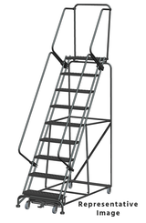 Ballymore Safety Products Weight-Actuated Series Ladders, Weight Actuated, 9 Step, 32 In Wide Base, 21 in Deep Top Step, Abrasive Mat Tread, Setup 