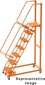 Ballymore Safety Products Weight-Actuated Series Ladders, Weight Actuated, 10 Step, 32 In Wide Base, 14 in Deep Top Step, Perforated Tread, Rear Exit, Orange 
