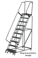 Ballymore Safety Products Weight-Actuated Series Ladders, Weight Actuated, 10 Step, 32 In Wide Base, 21 in Deep Top Step, Serrated Tread 