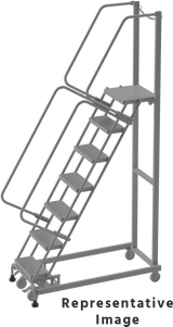 Ballymore Safety Products Weight-Actuated Series Ladders, Weight Actuated, 11 Step, 32 In Wide Base, 14 in Deep Top Step, Perforated Tread, Rear Exit 