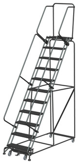 Ballymore Safety Products Weight-Actuated Series Ladders, Weight Actuated, 11 Step, 32 In Wide Base, 14 in Deep Top Step, Expanded Metal Tread 