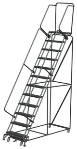 Ballymore Safety Products Weight-Actuated Series Ladders, Weight Actuated, 12 Step, 32 In Wide Base, 14 in Deep Top Step, Perforated Tread 