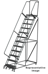 Ballymore Safety Products Weight-Actuated Series Ladders, Weight Actuated, 12 Step, 32 In Wide Base, 21 in Deep Top Step, Abrasive Mat Tread, Setup 
