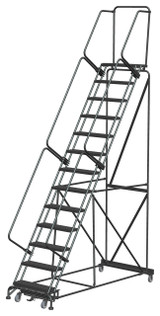 Ballymore Safety Products Weight-Actuated Series Ladders, Weight Actuated, 13 Step, 40 In Wide Base, 14 in Deep Top Step, Serrated Tread 