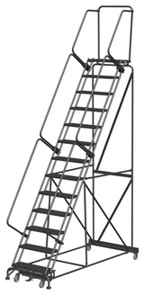 Ballymore Safety Products Weight-Actuated Series Ladders, Weight Actuated, 13 Step, 40 In Wide Base, 14 in Deep Top Step, Expanded Metal Tread 