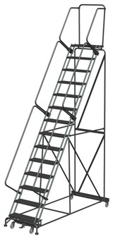 Ballymore Safety Products Weight-Actuated Series Ladders, Weight Actuated, 14 Step, 40 In Wide Base, 14 in Deep Top Step, Expanded Metal Tread 