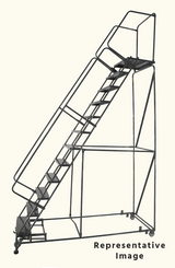 Ballymore Safety Products Weight-Actuated Series Ladders, Weight Actuated, 14 Step, 40 In Wide Base, 21 in Deep Top Step, Expanded Metal Tread 
