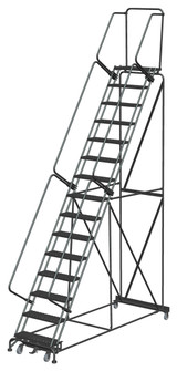 Ballymore Safety Products Weight-Actuated Series Ladders, Weight Actuated, 15 Step, 40 In Wide Base, 14 in Deep Top Step, Expanded Metal Tread 