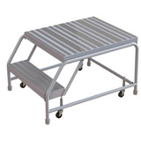  Tri-Arc WLAR002164-d5 2-step Mobile Aluminuminum Step Stool With 28'' Ribbed Deep Top Step, 16-inch Wide 