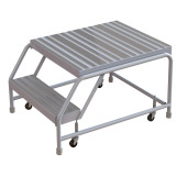  Tri-Arc WLAR002244-d5 2-step Mobile Aluminuminum Step Stool With 28'' Grip Strut Top Step, 24-inch Wide 