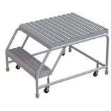  Tri-Arc WLAR002245-d5 2-step Mobile Aluminuminum Step Stool With 28'' Grip Strut Deep Top Step, 24-inch Wide 