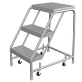  Tri-Arc WLAR003164 3-step Mobile Aluminuminum Step Stool With Ribbed Top Step, 16-inch Wide 