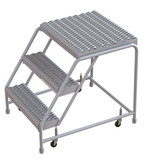  Tri-Arc WLAR003165-d4 3-step Mobile Aluminuminum Step Stool With 21'' Grip Strut Top Step, 16-inch Wide 