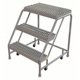  Tri-Arc WLAR003245-d5 3-step Mobile Aluminuminum Step Stool With 28'' Grip Strut Deep Top Step, 24-inch Wide 