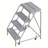  Tri-Arc WLAR004164 4-step Mobile Aluminuminum Step Stool With Ribbed Top Step, 16-inch Wide 