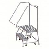 Tri-Arc Rolling Ladder: 20 In Platform Height, 14 In Platform Deep, 16 In Platform Wide, Ribbed, 20 In Bottom Wide 