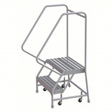 Tri-Arc Rolling Ladder: 20 In Platform Height, 14 In Platform Deep, 24 In Platform Wide, Ribbed, 29 In Bottom Wide 
