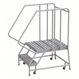 Tri-Arc Rolling Ladder: 20 In Platform Height, 28 In Platform Deep, 24 In Platform Wide, Ribbed, 29 In Bottom Wide 
