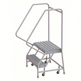 Tri-Arc Rolling Ladder: 20 In Platform Height, 14 In Platform Deep, 24 In Platform Wide, Serrated, 29 In Bottom Wide 