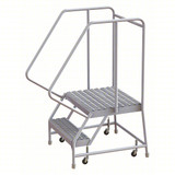 Tri-Arc Rolling Ladder: 20 In Platform Height, 21 In Platform Deep, 24 In Platform Wide, Serrated, 29 In Bottom Wide 