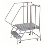 Tri-Arc Rolling Ladder: 20 In Platform Height, 28 In Platform Deep, 24 In Platform Wide, Serrated, 29 In Bottom Wide 