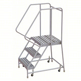 Tri-Arc Rolling Ladder: 30 In Platform Height, 21 In Platform Deep, 16 In Platform Wide, Ribbed, 22 In Bottom Wide 