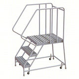 Tri-Arc Rolling Ladder: 30 In Platform Height, 28 In Platform Deep, 16 In Platform Wide, Ribbed, 22 In Bottom Wide 