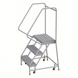 Tri-Arc Rolling Ladder: 30 In Platform Height, 14 In Platform Deep, 16 In Platform Wide, Serrated, 22 In Bottom Wide 