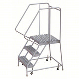 Tri-Arc Rolling Ladder: 30 In Platform Height, 21 In Platform Deep, 16 In Platform Wide, Serrated, 22 In Bottom Wide 