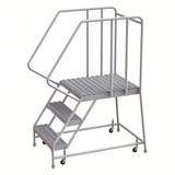 Tri-Arc Rolling Ladder: 30 In Platform Height, 28 In Platform Deep, 16 In Platform Wide, Serrated, 22 In Bottom Wide 