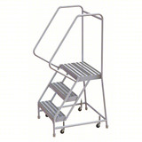 Tri-Arc Rolling Ladder: 30 In Platform Height, 14 In Platform Deep, 24 In Platform Wide, Ribbed, 29 In Bottom Wide 