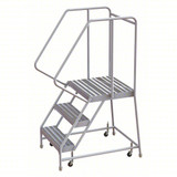 Tri-Arc Rolling Ladder: 30 In Platform Height, 21 In Platform Deep, 24 In Platform Wide, Ribbed, 29 In Bottom Wide 