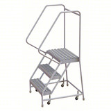Tri-Arc Rolling Ladder: 30 In Platform Height, 14 In Platform Deep, 24 In Platform Wide, Serrated, 29 In Bottom Wide 