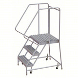 Tri-Arc Rolling Ladder: 30 In Platform Height, 21 In Platform Deep, 24 In Platform Wide, Serrated, 29 In Bottom Wide 
