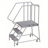 Tri-Arc Rolling Ladder: 30 In Platform Height, 28 In Platform Deep, 24 In Platform Wide, Serrated, 29 In Bottom Wide 