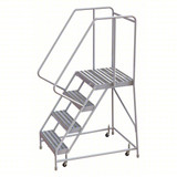 Tri-Arc Rolling Ladder: 40 In Platform Height, 21 In Platform Deep, 16 In Platform Wide, Ribbed, 22 In Bottom Wide 