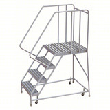 Tri-Arc Rolling Ladder: 40 In Platform Height, 28 In Platform Deep, 16 In Platform Wide, Ribbed, 22 In Bottom Wide 