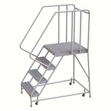 Tri-Arc Rolling Ladder: 40 In Platform Height, 28 In Platform Deep, 24 In Platform Wide, Serrated, 32 In Bottom Wide 
