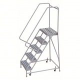 Tri-Arc Rolling Ladder: 50 In Platform Height, 14 In Platform Deep, 16 In Platform Wide, Ribbed, 22 In Bottom Wide 