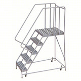 Tri-Arc Rolling Ladder: 50 In Platform Height, 28 In Platform Deep, 16 In Platform Wide, Ribbed, 22 In Bottom Wide 