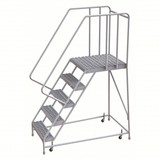 Tri-Arc Rolling Ladder: 50 In Platform Height, 28 In Platform Deep, 16 In Platform Wide, Serrated, 22 In Bottom Wide 