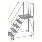 Tri-Arc Rolling Ladder: 50 In Platform Height, 28 In Platform Deep, 24 In Platform Wide, Ribbed, 32 In Bottom Wide 