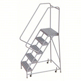 Tri-Arc Rolling Ladder: 50 In Platform Height, 14 In Platform Deep, 24 In Platform Wide, Serrated, 32 In Bottom Wide 