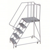Tri-Arc Rolling Ladder: 50 In Platform Height, 28 In Platform Deep, 24 In Platform Wide, Serrated, 32 In Bottom Wide 